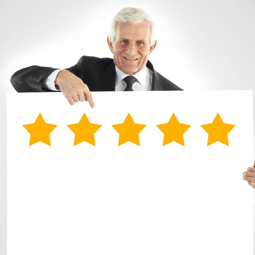 A man leaving 5 stars review