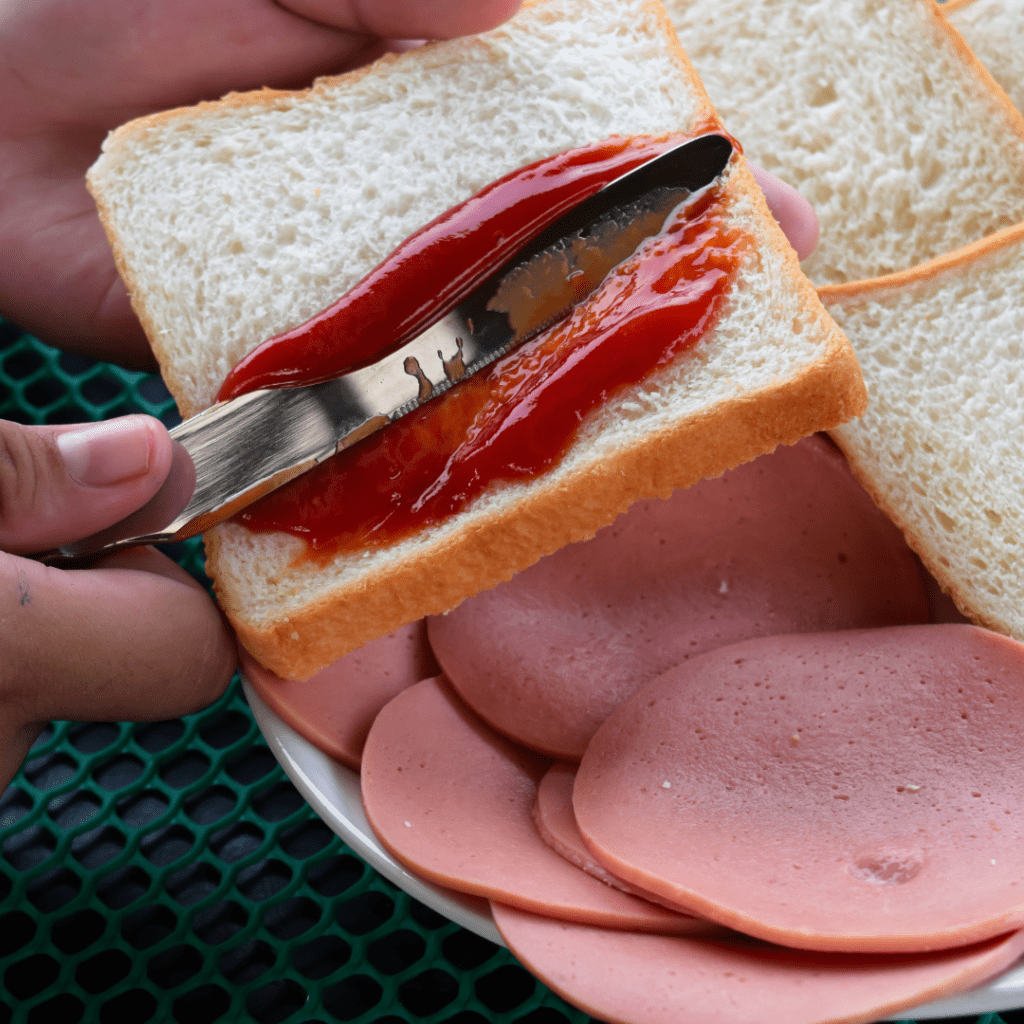A person making sandwich
